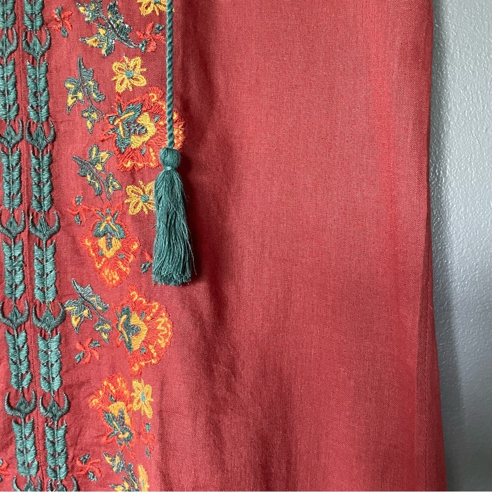 Natural Life Embroidered Tassel Boho Mini Dress In Orange & Blue Size XS NWT - Picture 12 of 14
